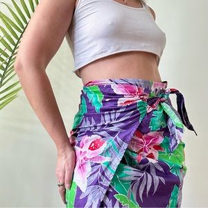 Tropical print wrap skirt